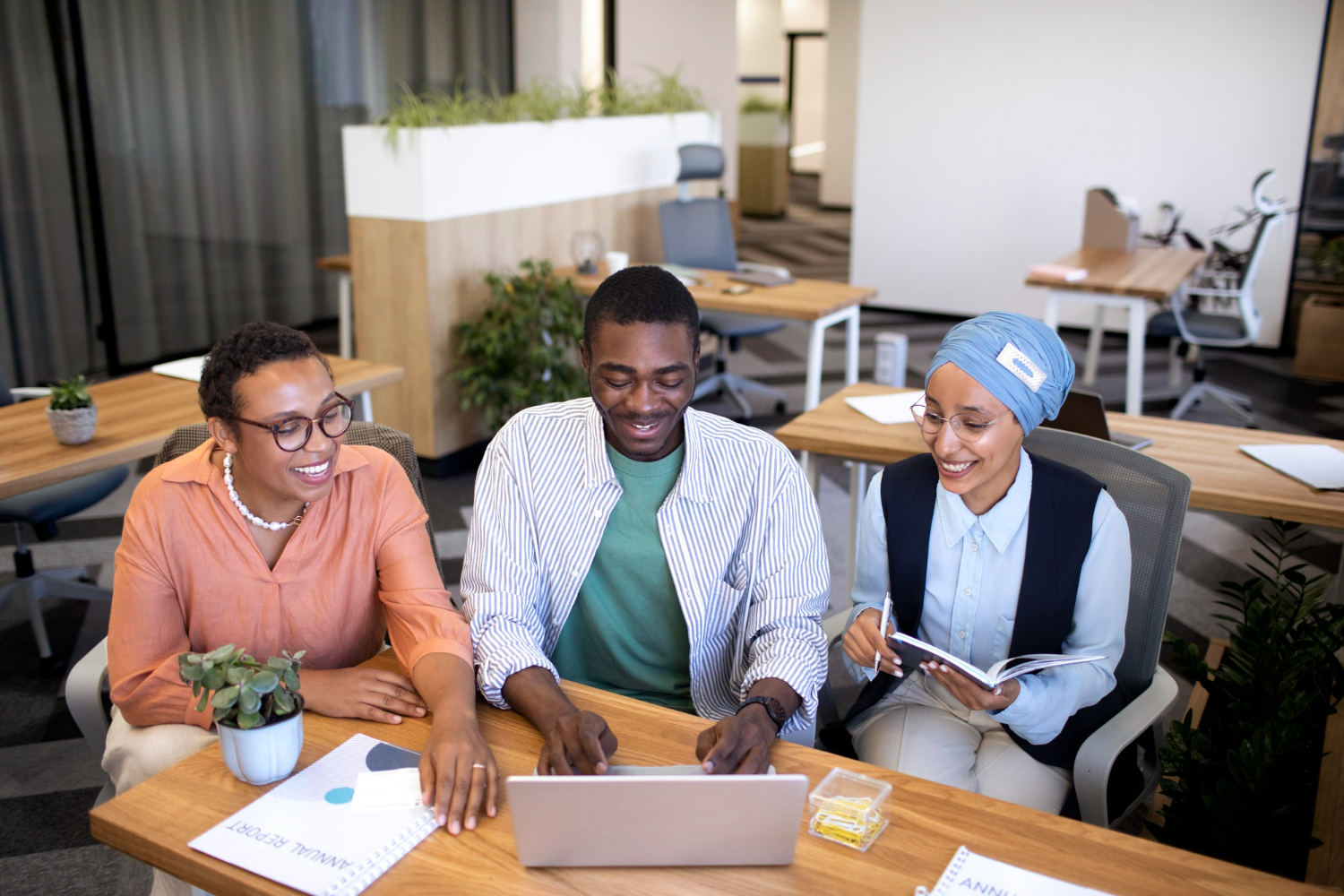 Professionals celebrating career progress